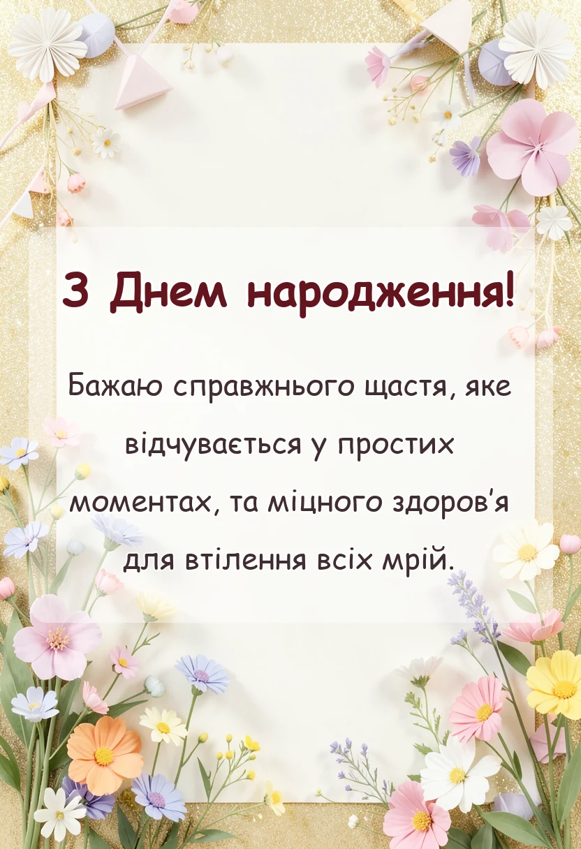 унікальна листівка - короткі привітання з днем народження своїми словами