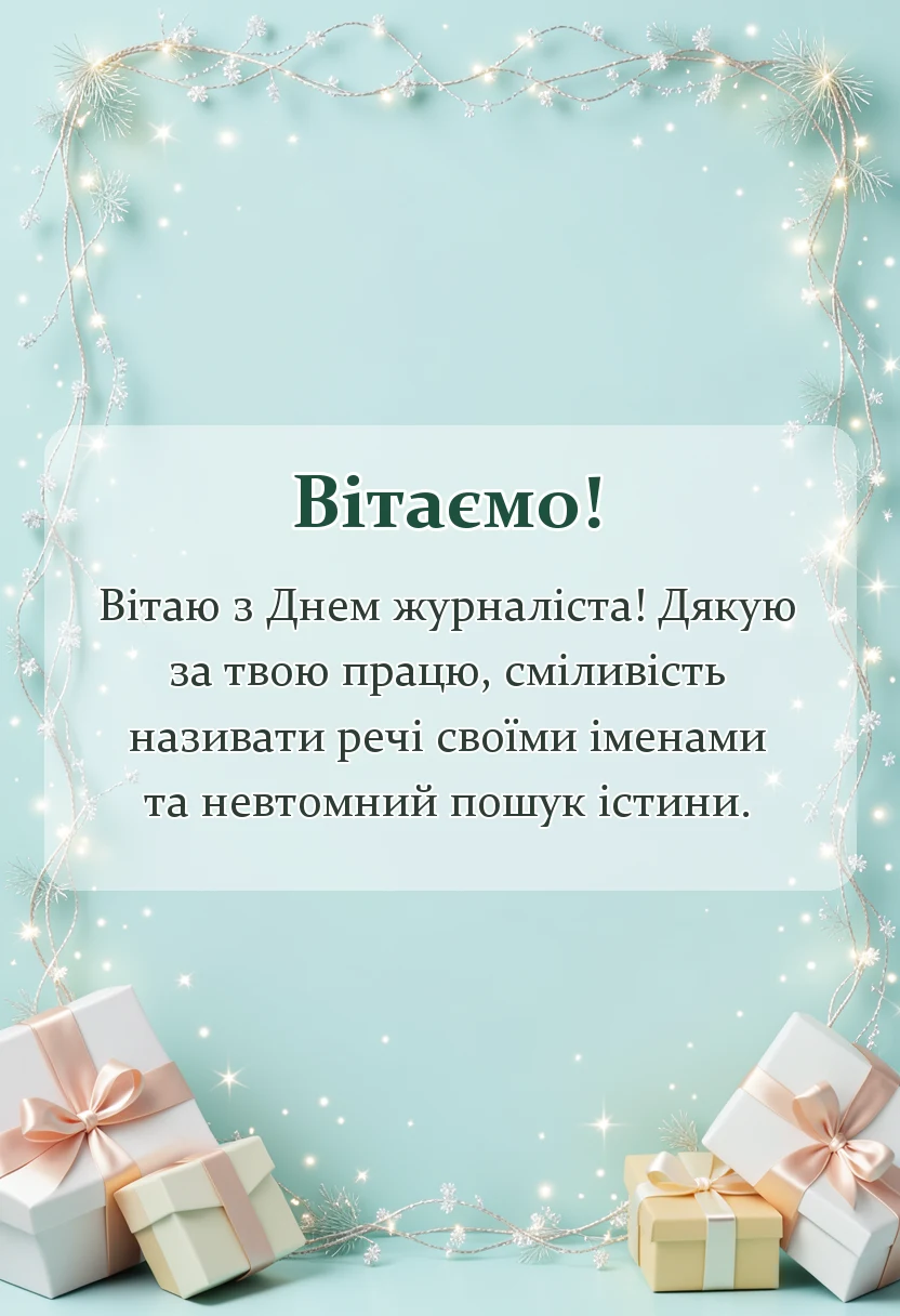 красива листівка: привітання з днем журналіста
