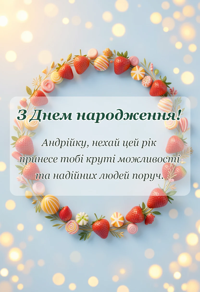 листівка з побажанням - привітання з днем народження андрію