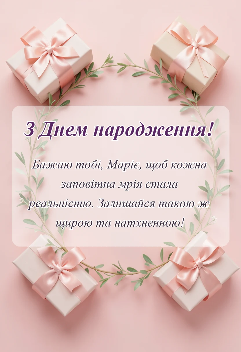 святкова картинка: привітання з днем народження марії