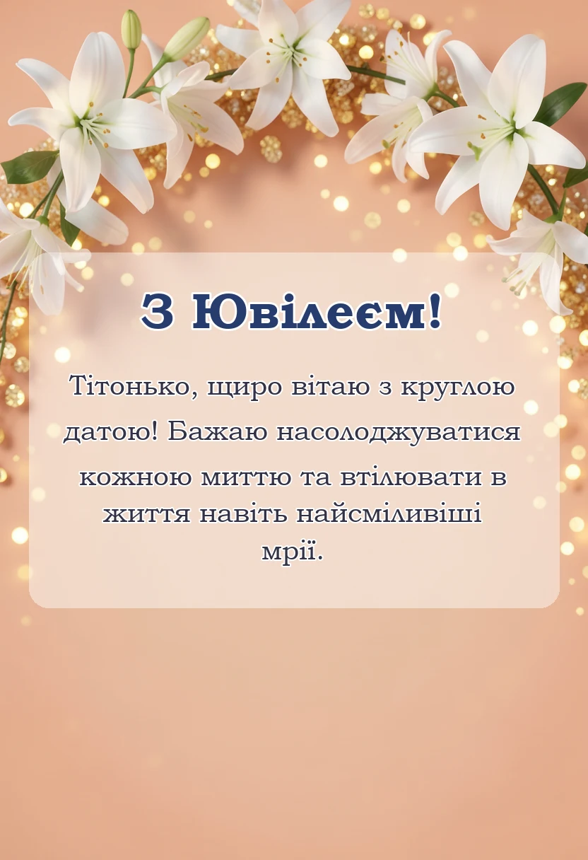 унікальна листівка - привітання з ювілеєм тітці