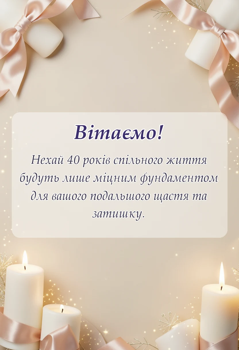 листівка з побажанням - рубінове весілля привітання