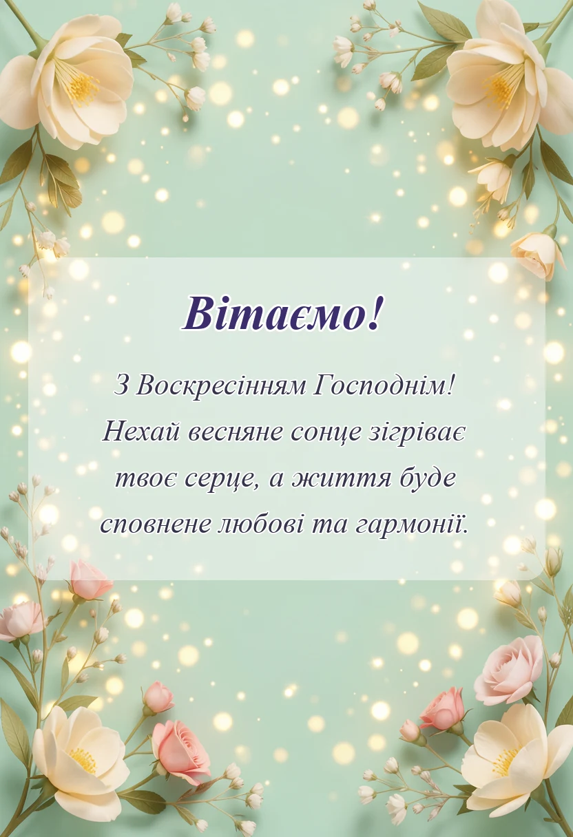 вітальна листівка - вітання з воскресінням господнім