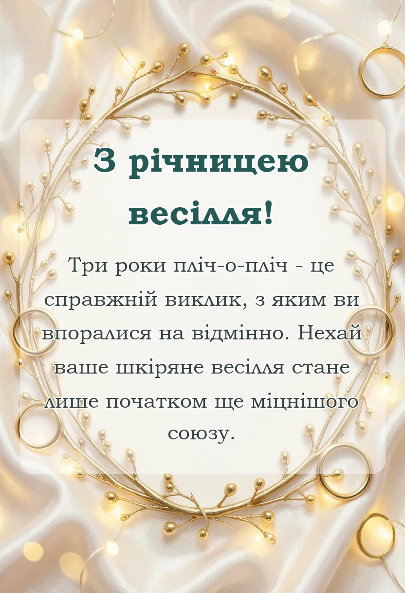 вітальна листівка - гарні привітання з шкіряним весіллям