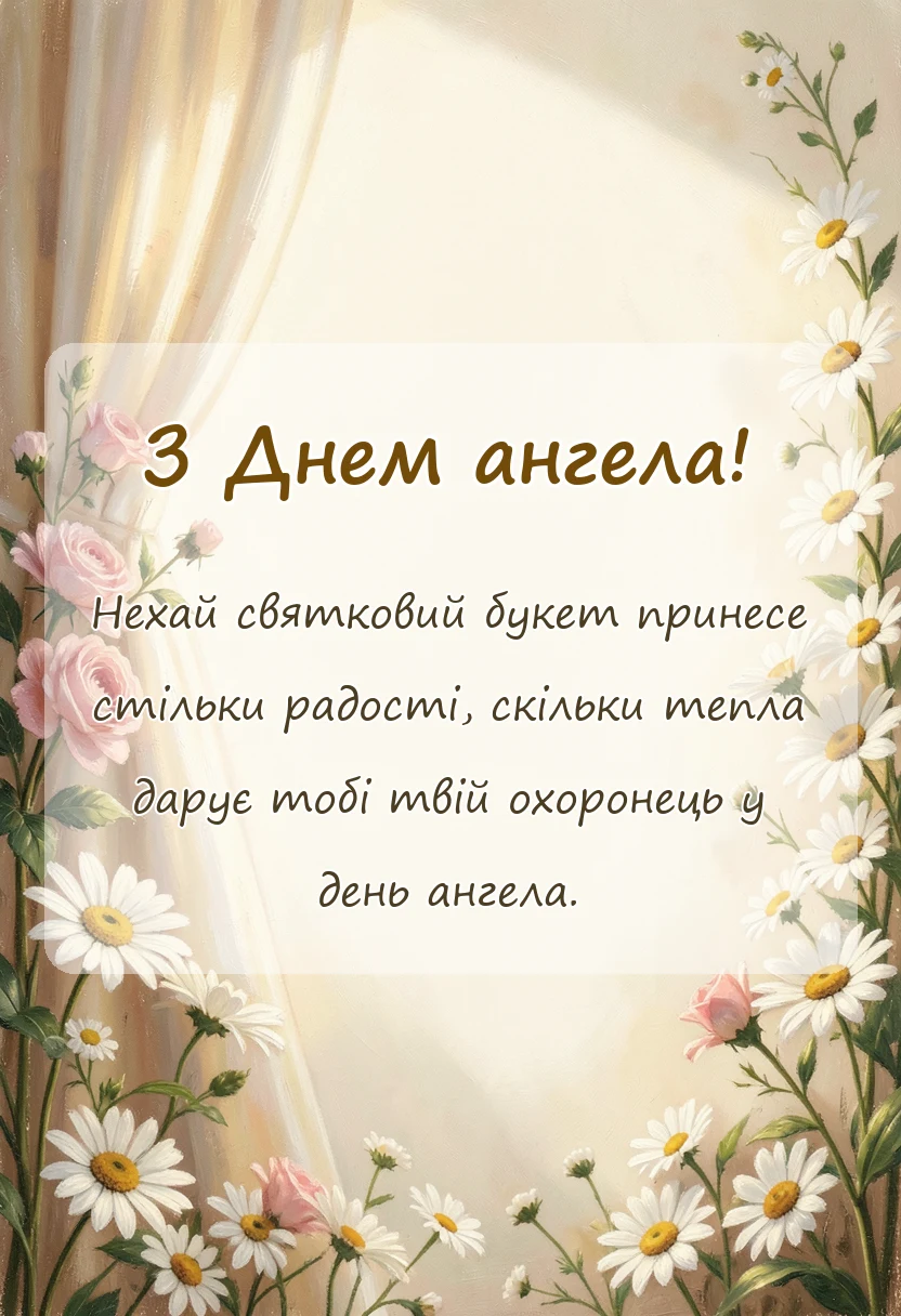 унікальна листівка - привітання з днем ангела квіти