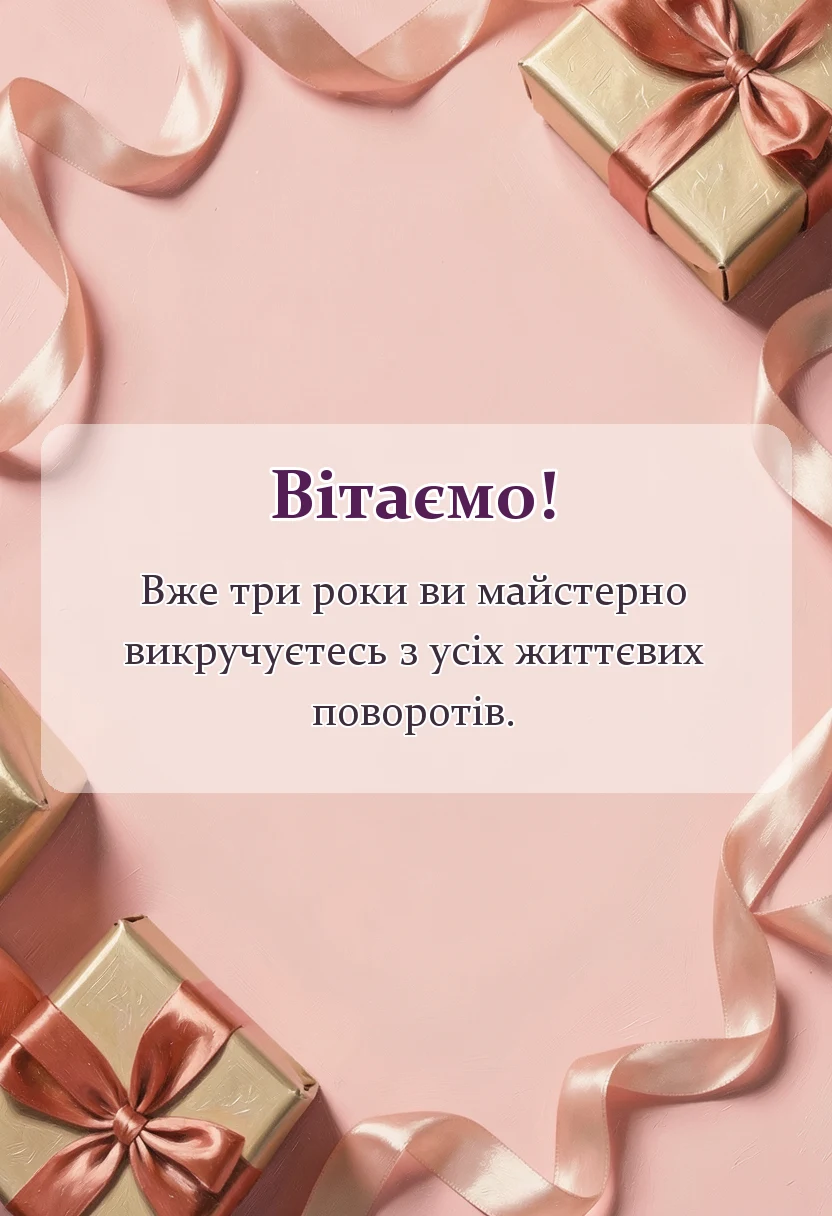 вітальна листівка - привітання з річницею весілля 3 роки прикольні