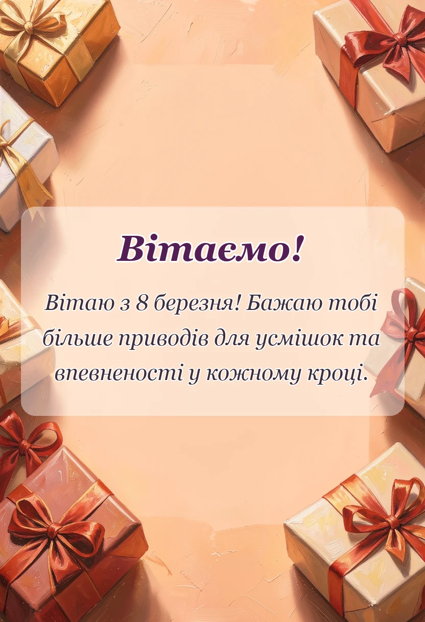 вітальна листівка - сучасне привітання з 8 березня