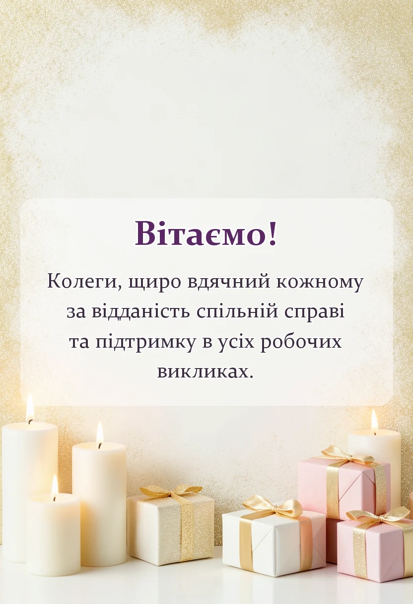 листівка з побажанням - подяка колективу своїми словами