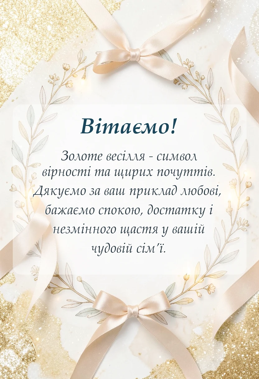 вітальна листівка - привітання з золотим весіллям у віршах