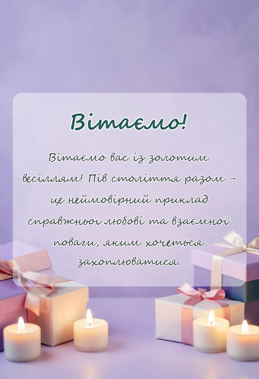 вітальна листівка - привітання з 50 років весілля