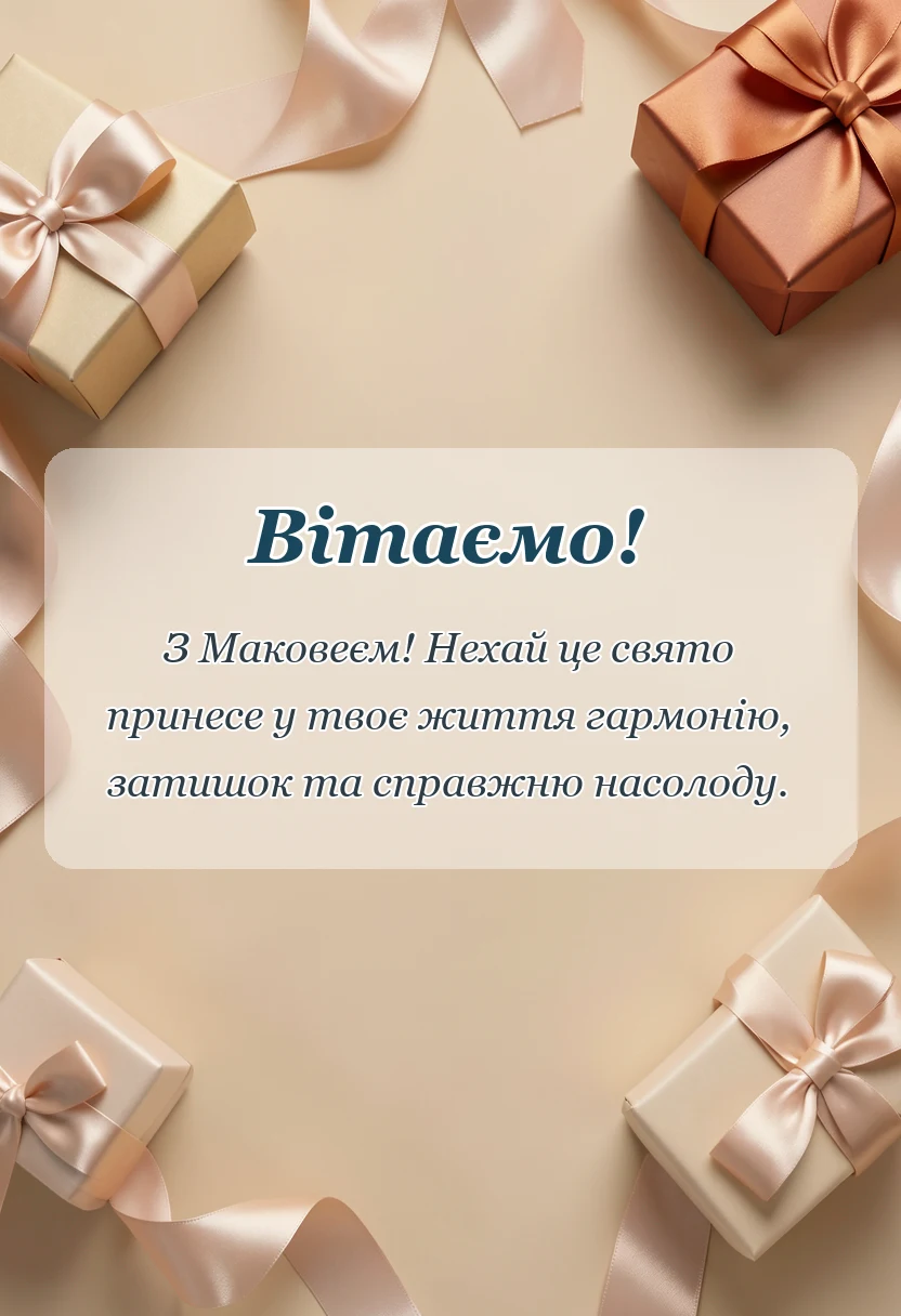 унікальна листівка - привітання з маковеєм