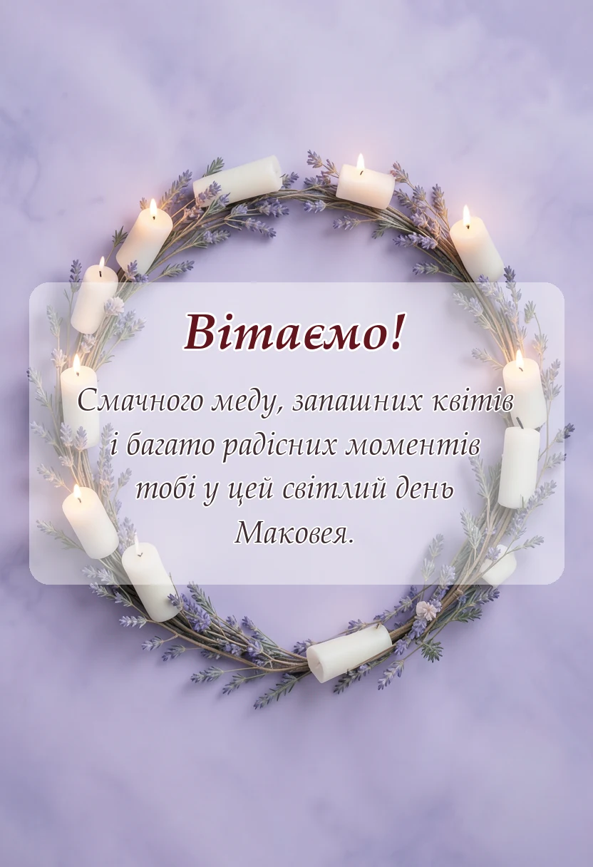 вітальна листівка - привітання з маковеєм своїми словами