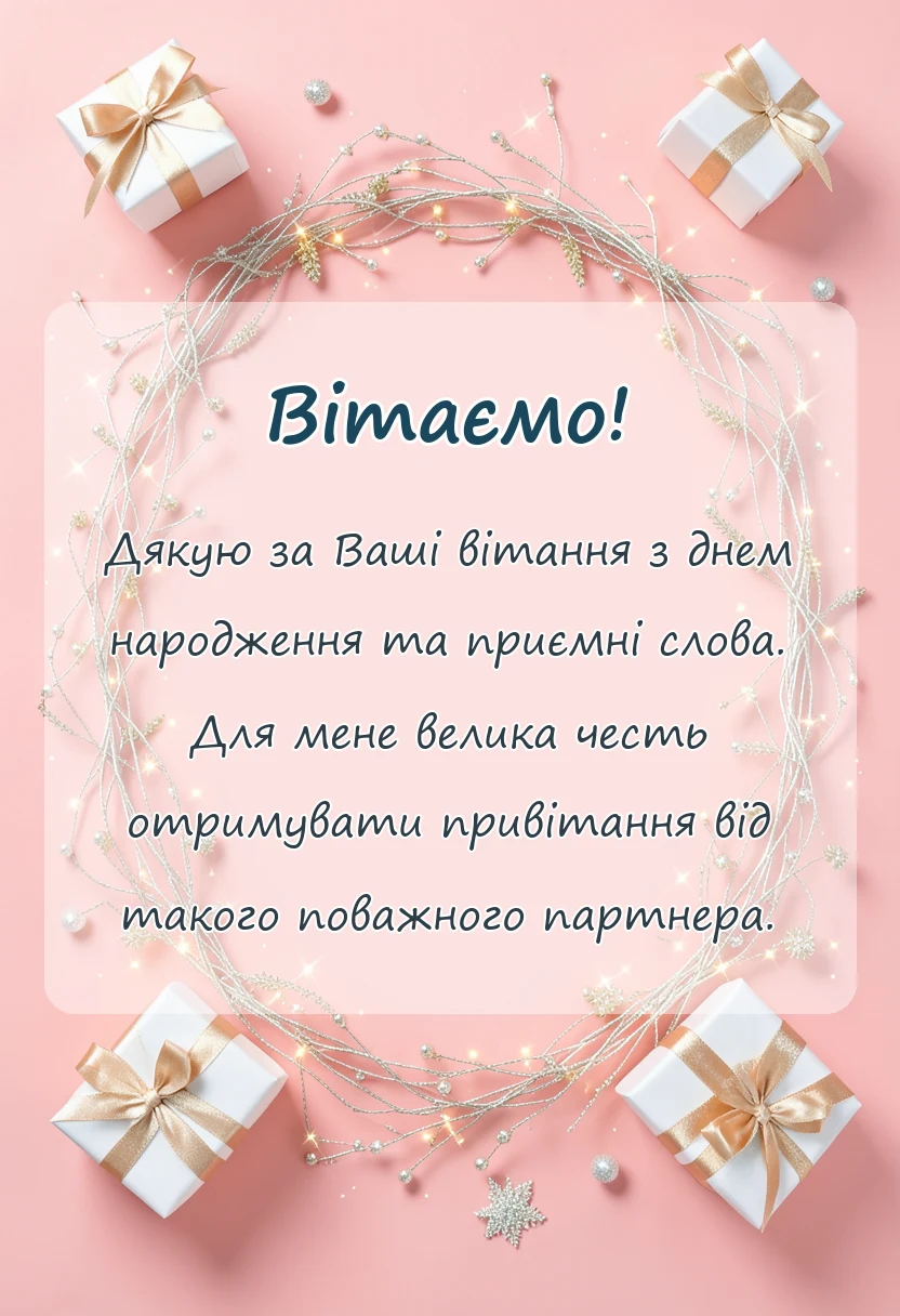 вітальна листівка - подяка за привітання з днем народження