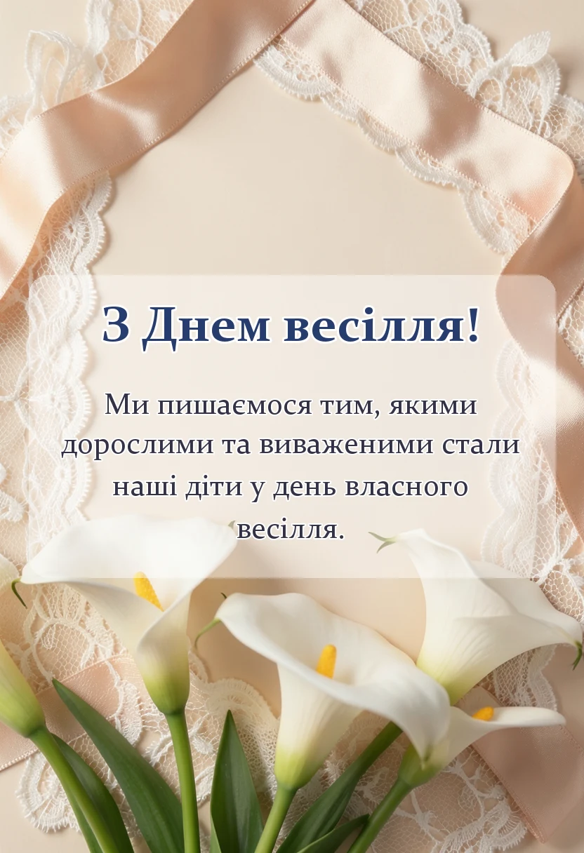 красива листівка: привітання батьків на весіллі доньки
