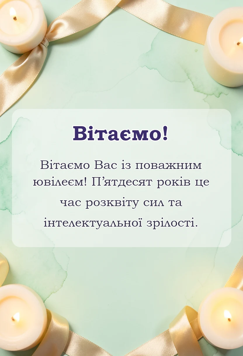 святкова картинка: привітання з 50-річчям чоловікові