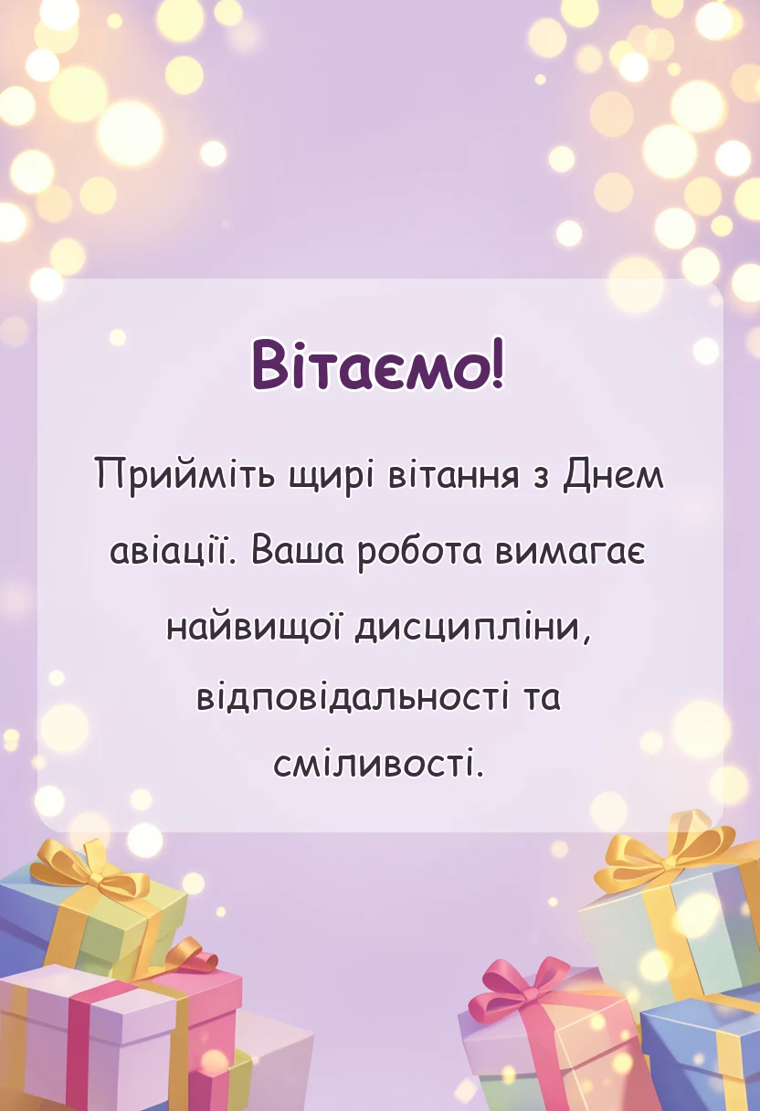 вітальна листівка - привітання з днем авіації