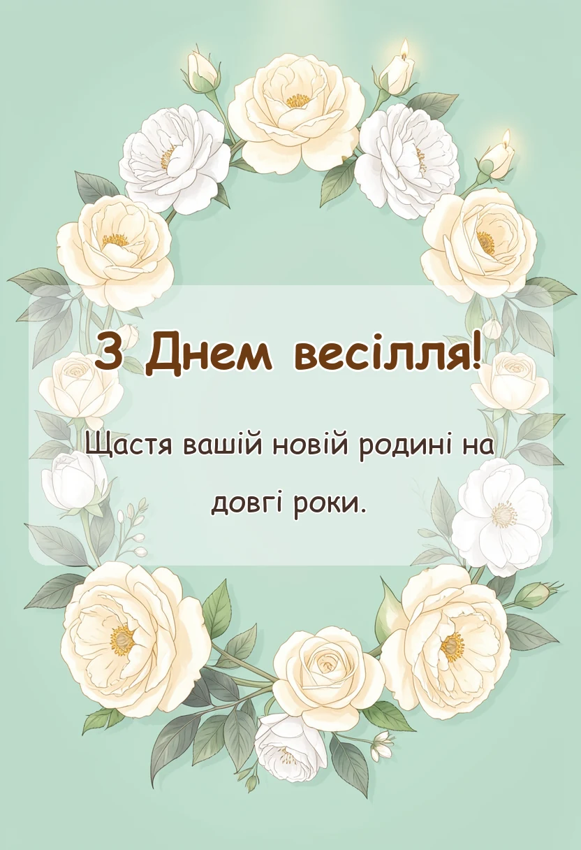 листівка з побажанням - привітання з днем весілля