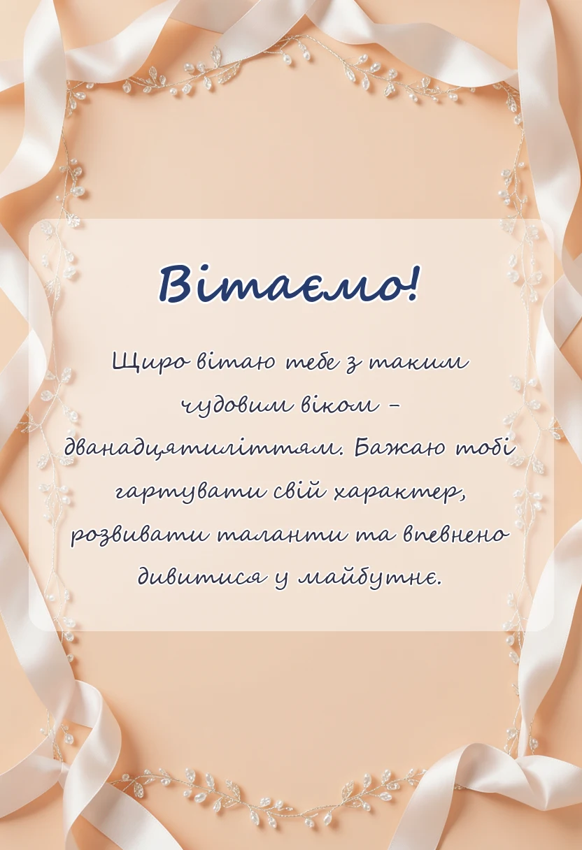 вітальна листівка - привітання з днем народження 12 років хлопчику