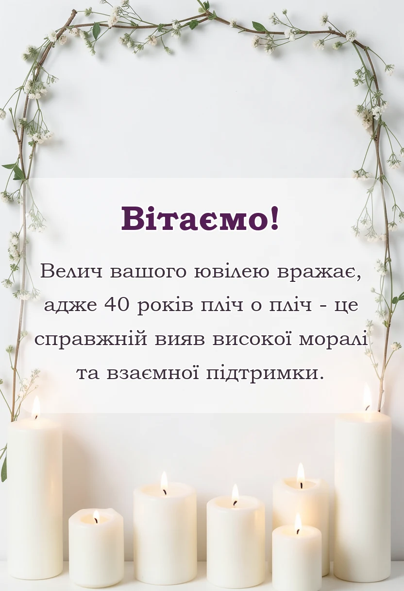красива листівка: рубінове весілля привітання