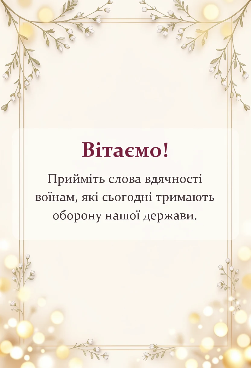 святкова картинка: слова подяки захисникам