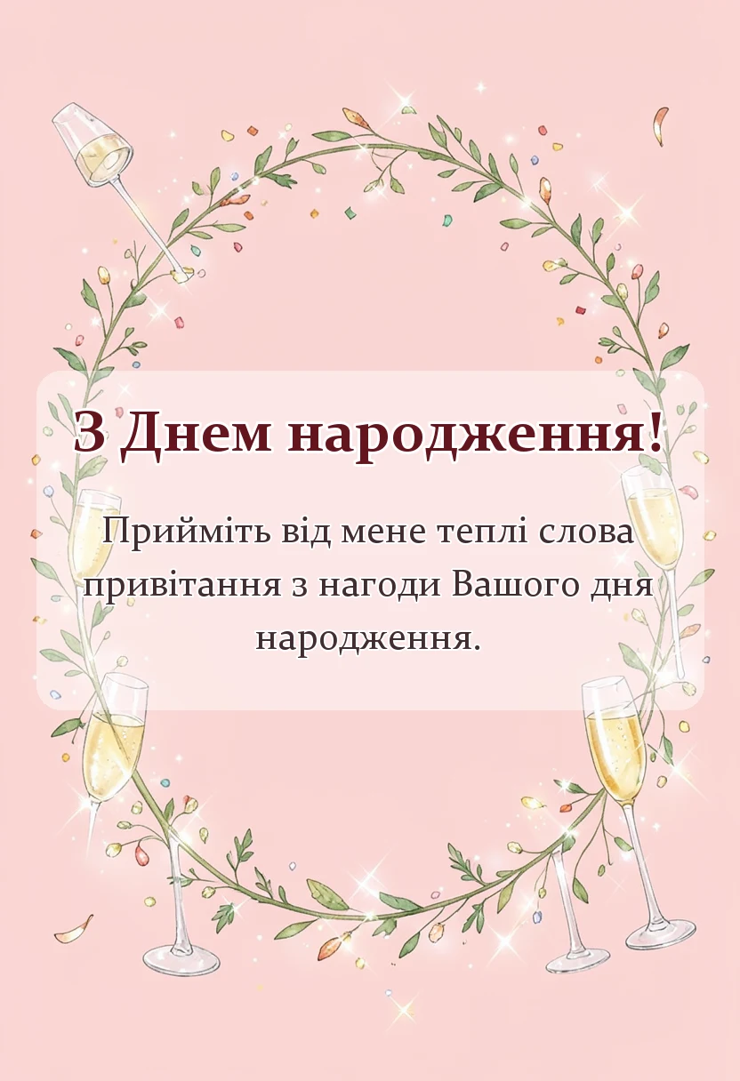 листівка з побажанням - душевні привітання з днем народження своїми словами