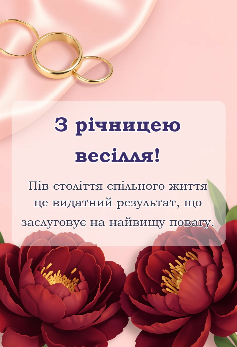 листівка з побажанням - прикольні привітання з золотим весіллям