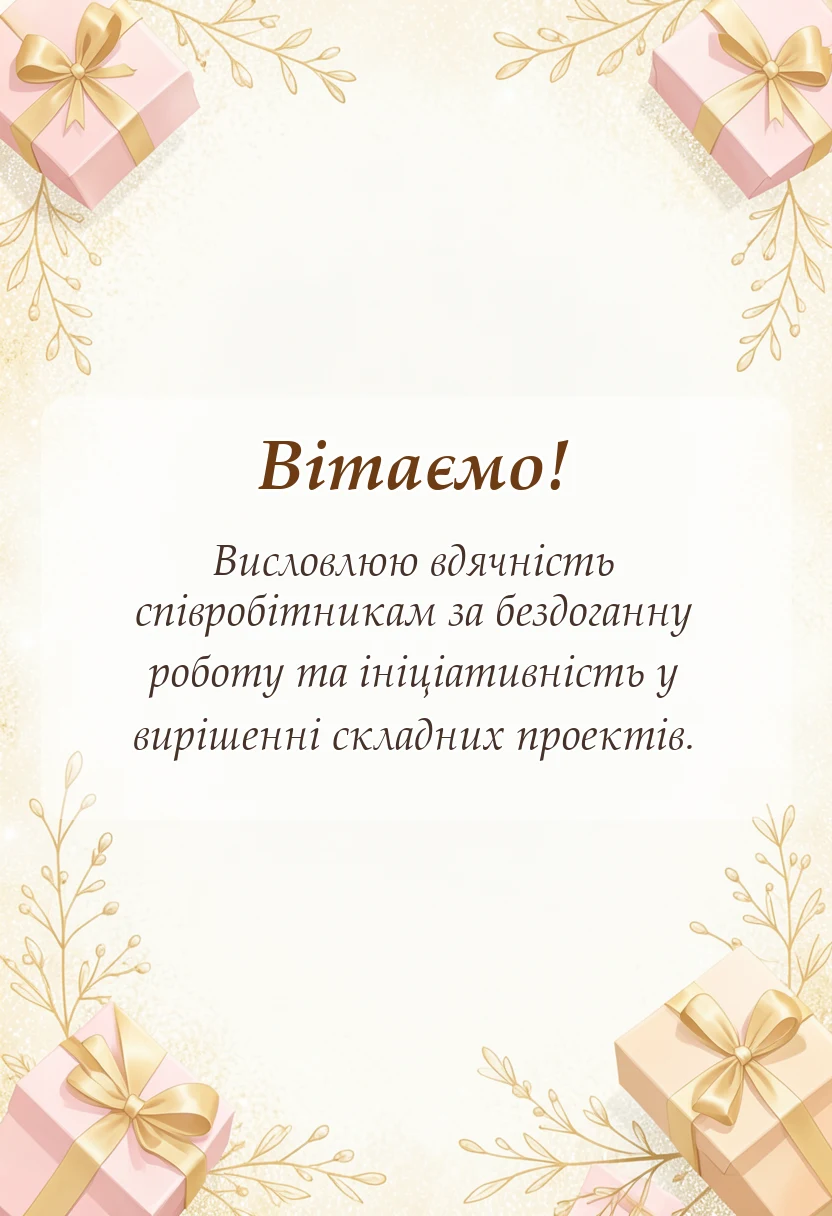святкова картинка: подяка колективу своїми словами