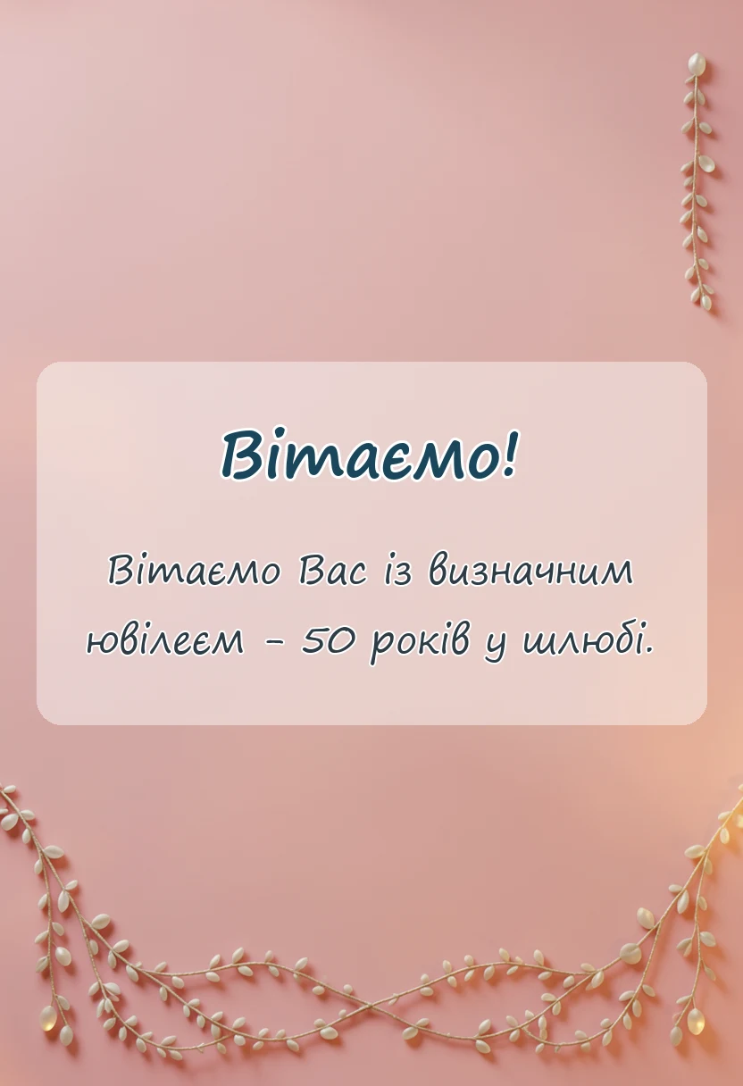 унікальна листівка - привітання з 50 років весілля