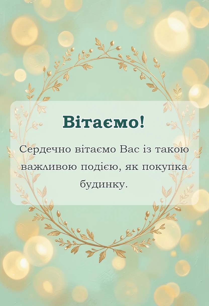 вітальна листівка - привітання з покупкою будинку