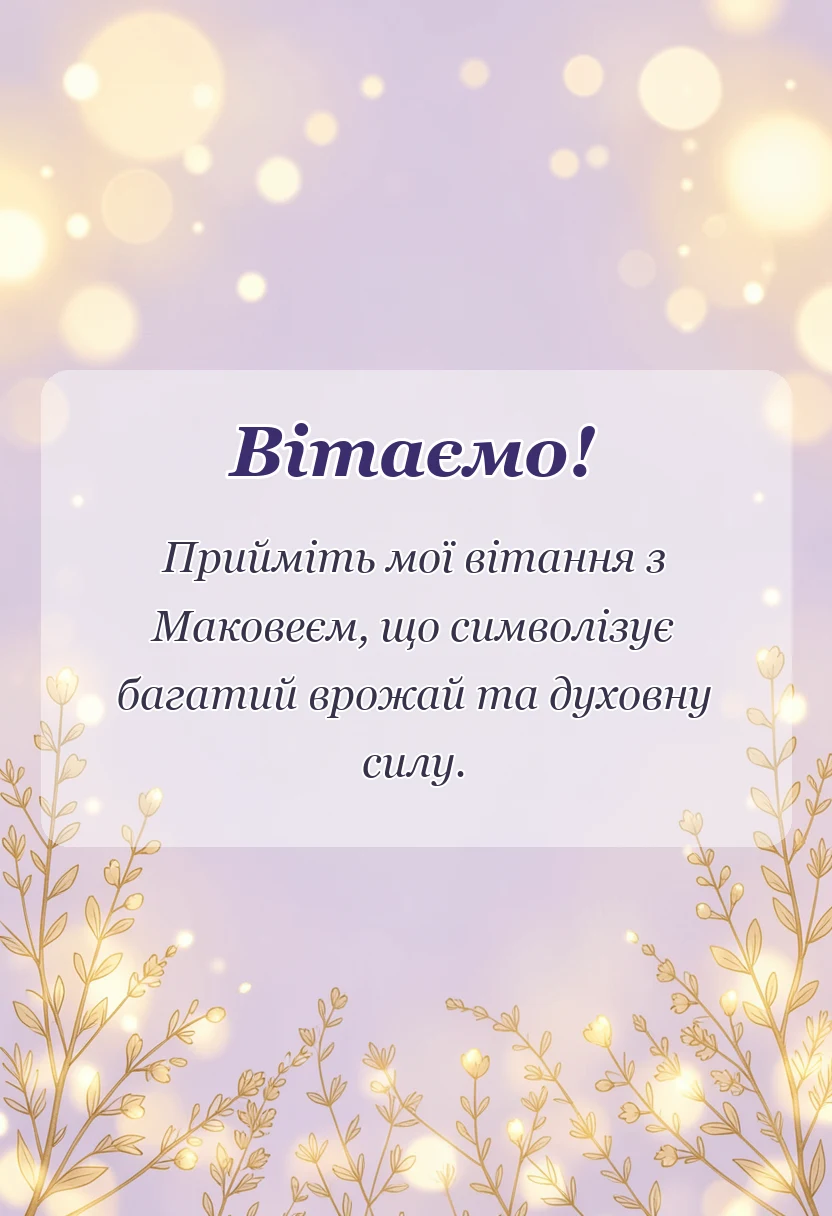 вітальна листівка - привітання з маковеєм