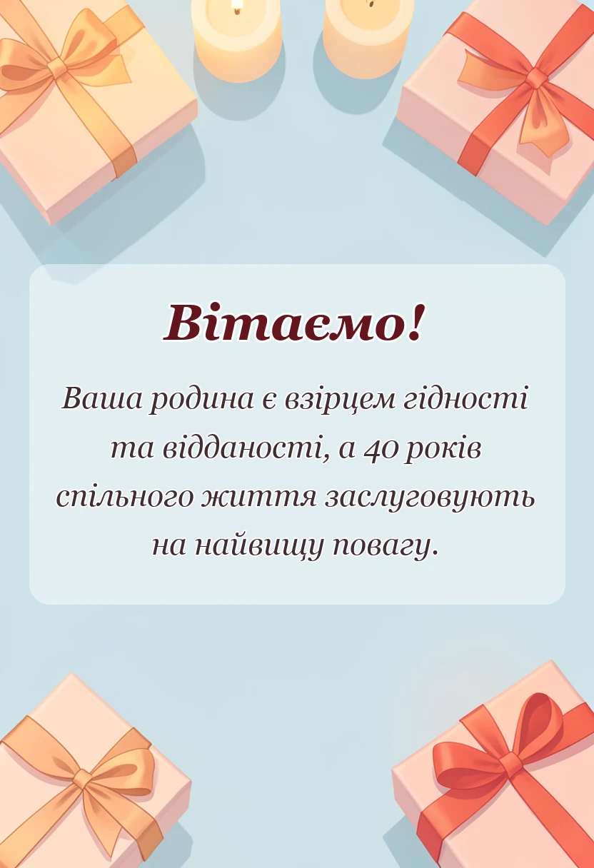 святкова картинка: рубінове весілля привітання