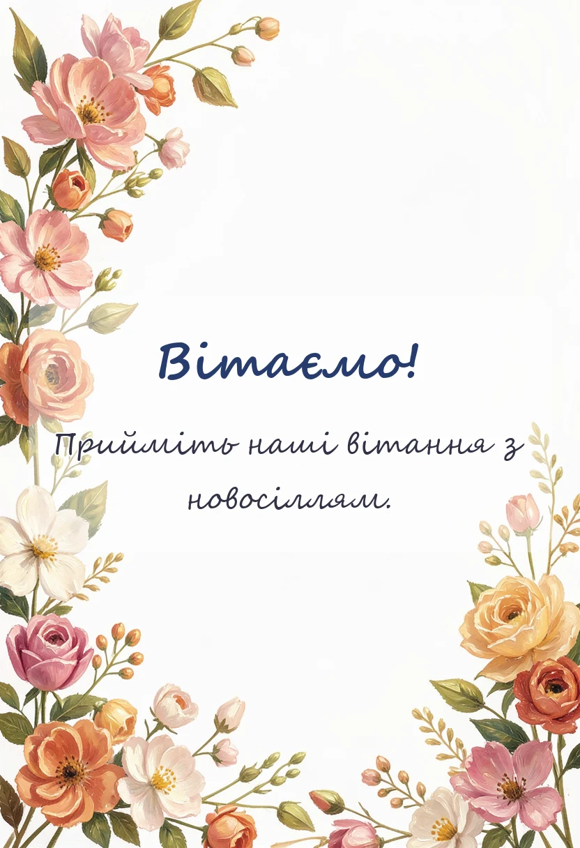 красива листівка: привітання з покупкою будинку