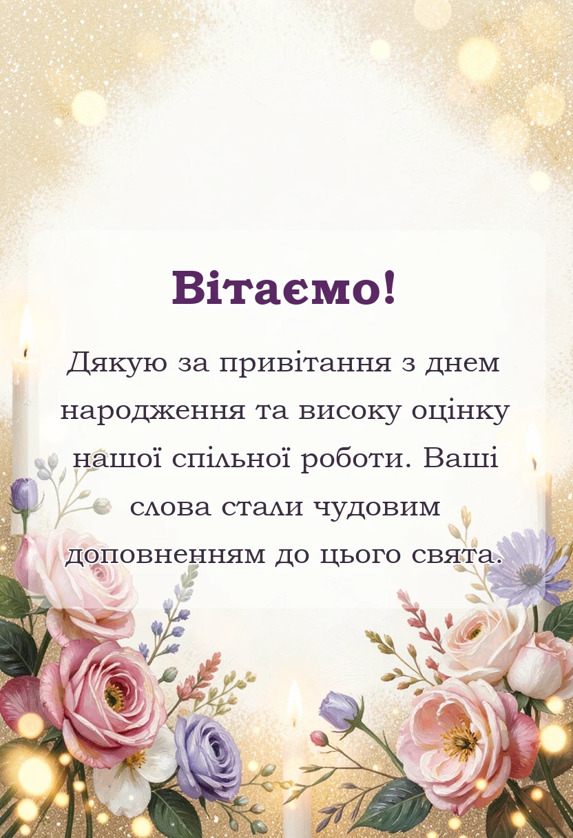 святкова картинка: подяка за привітання з днем народження