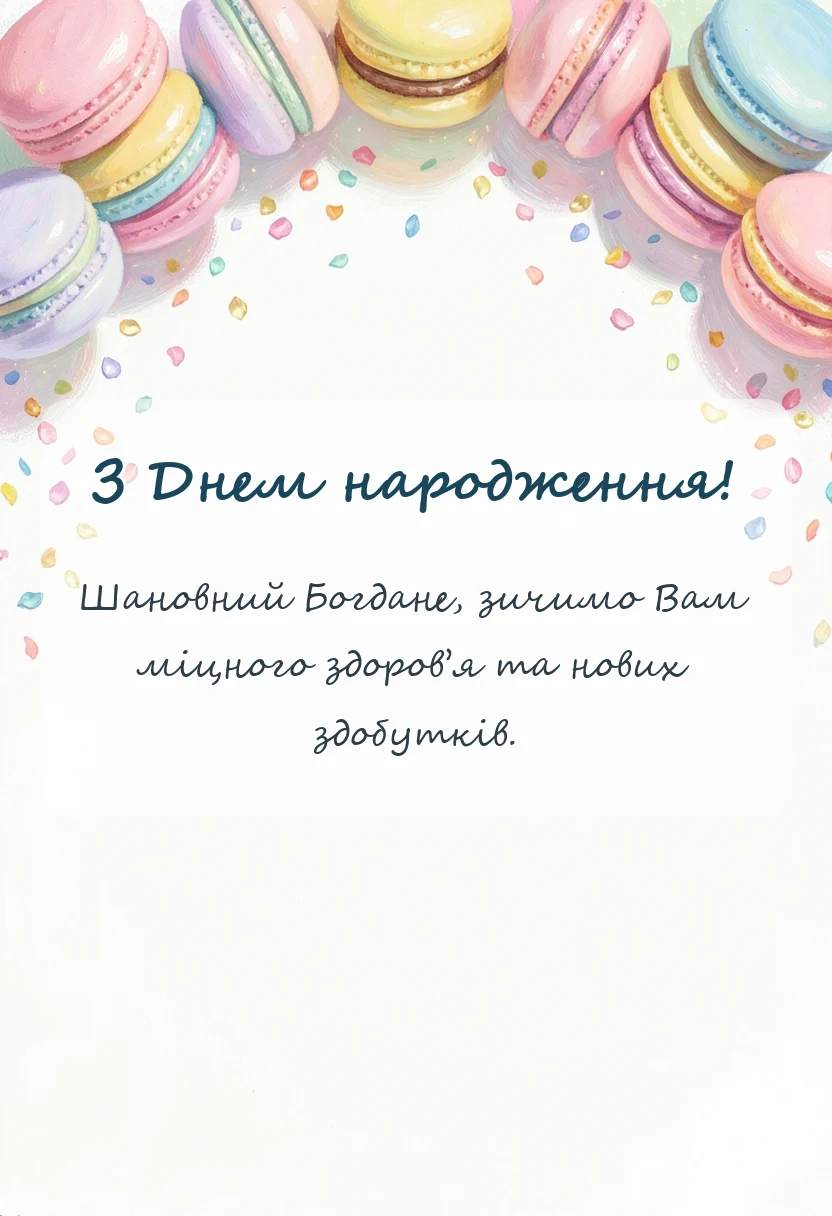 листівка з побажанням - привітання з днем народження богдану