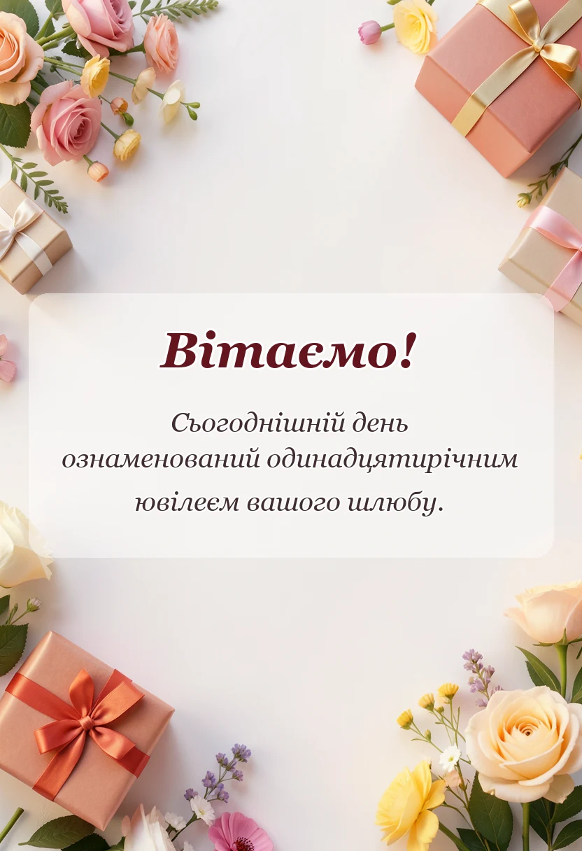 вітальна листівка - привітання з чавунним весіллям