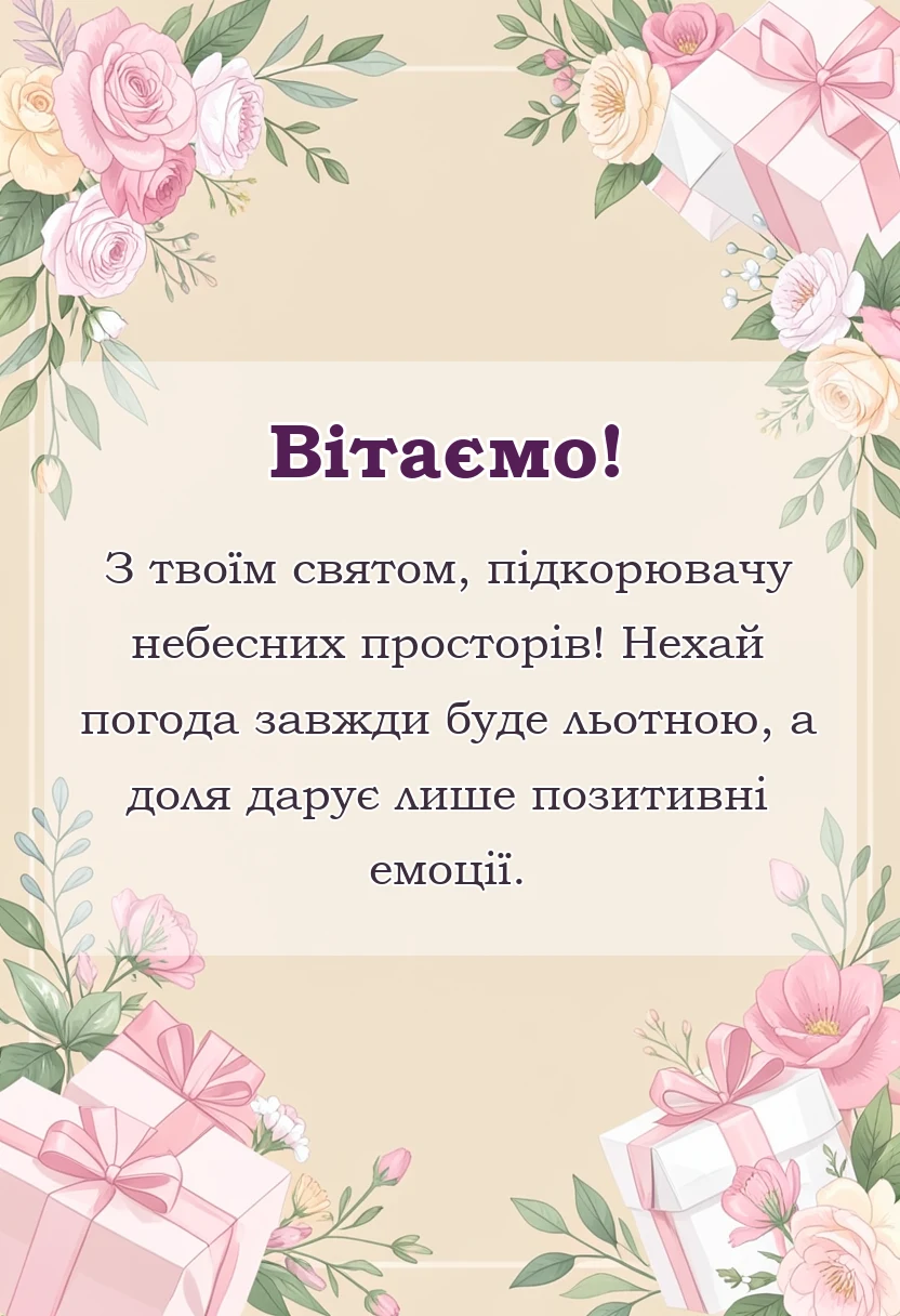 листівка з побажанням - привітання з днем авіації