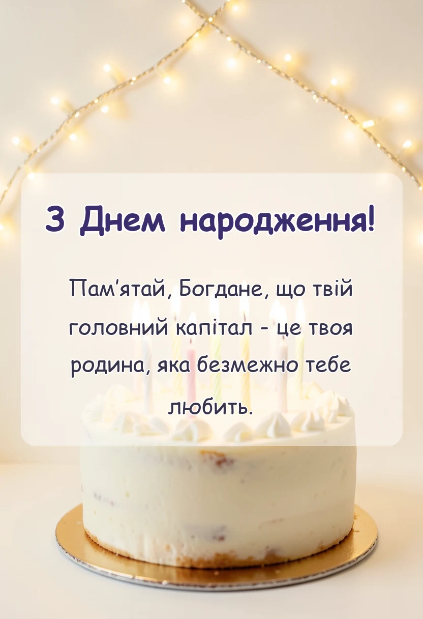 вітальна листівка - привітання з днем народження богдану