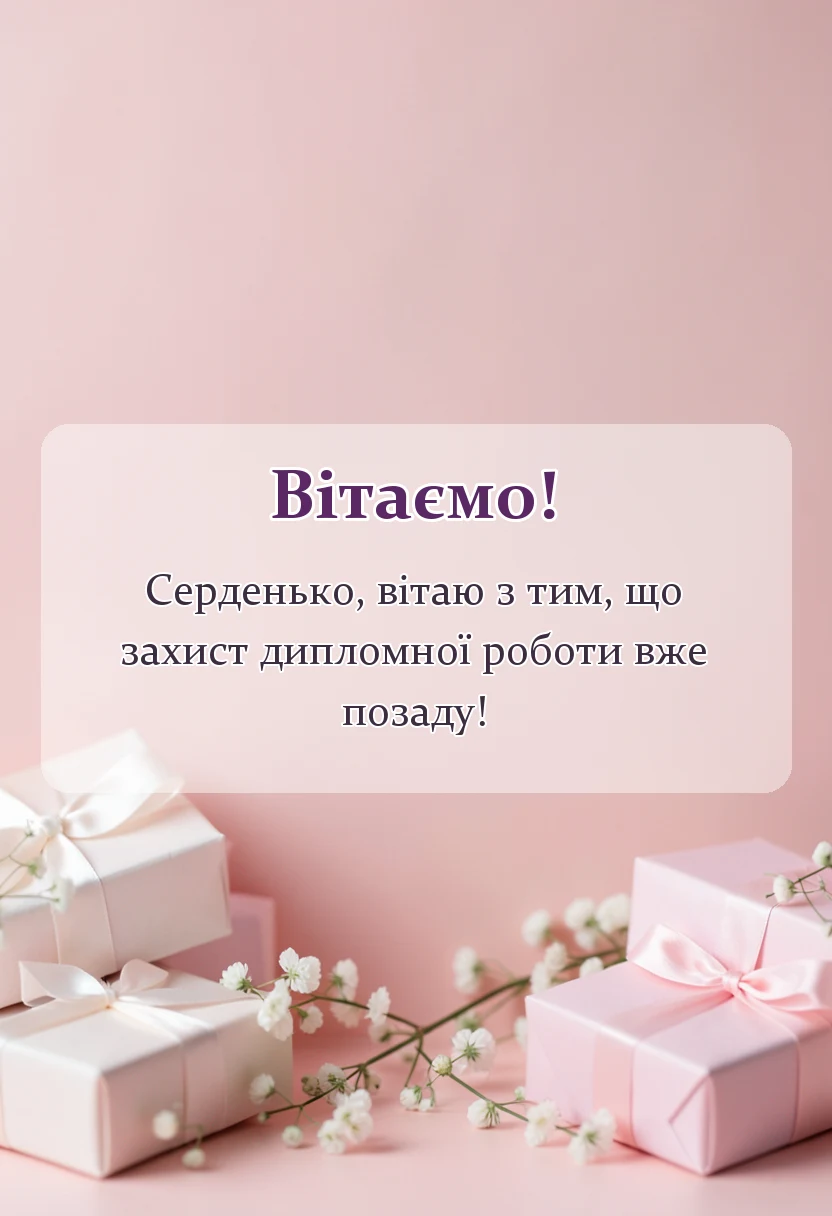 вітальна листівка - привітання із захистом диплома