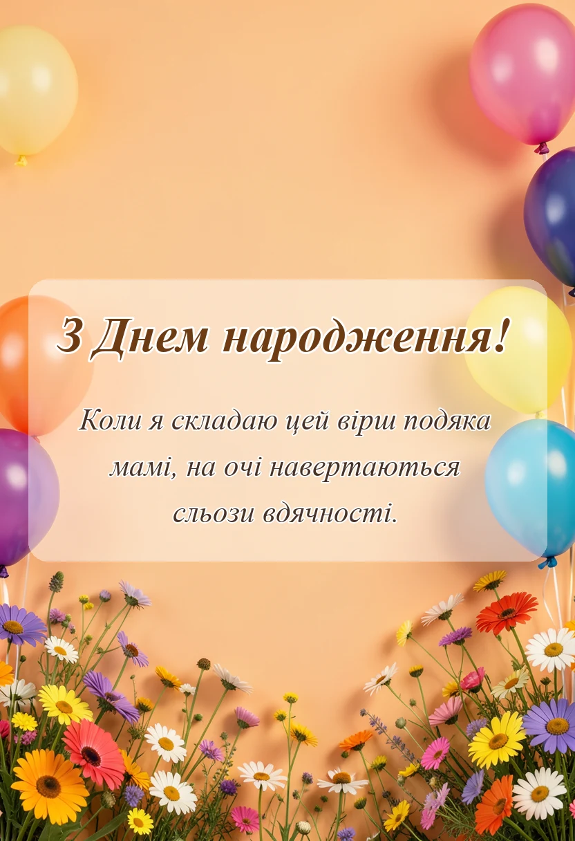 листівка з побажанням - дякую мамо за життя вірш