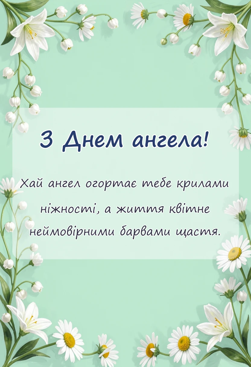 унікальна листівка - привітання з днем ангела квіти