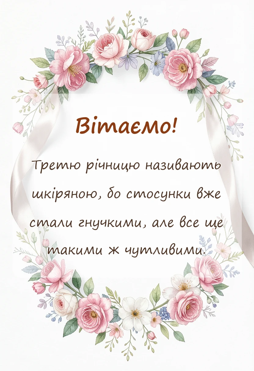 листівка з побажанням - привітання з річницею весілля 3 роки прикольні