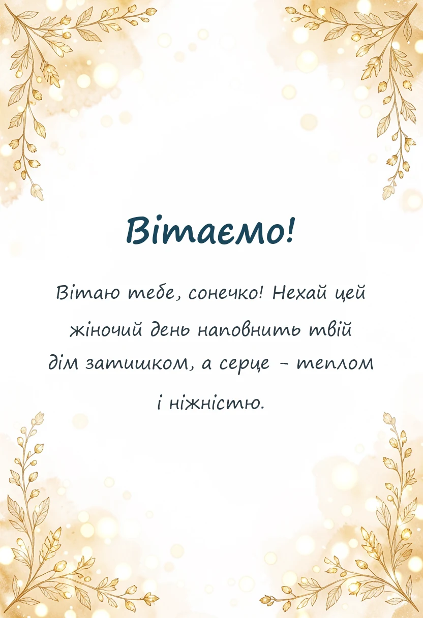 унікальна листівка - сучасне привітання з 8 березня