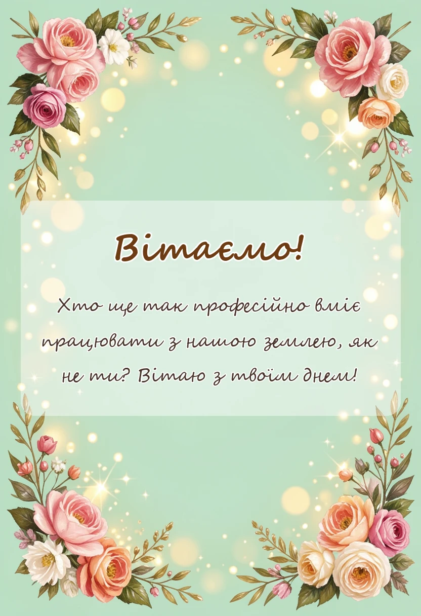 унікальна листівка - день землевпорядника привітання