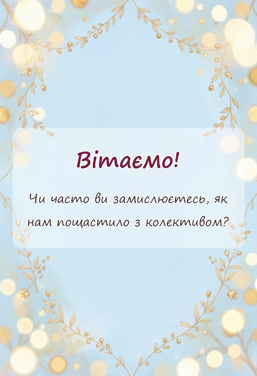 вітальна листівка - подяка колективу своїми словами