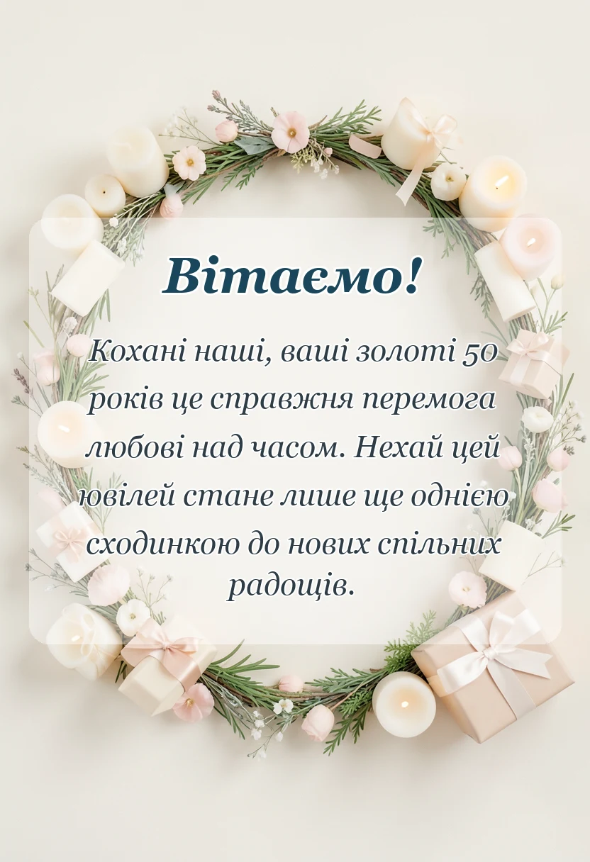 красива листівка: привітання з золотим весіллям у віршах