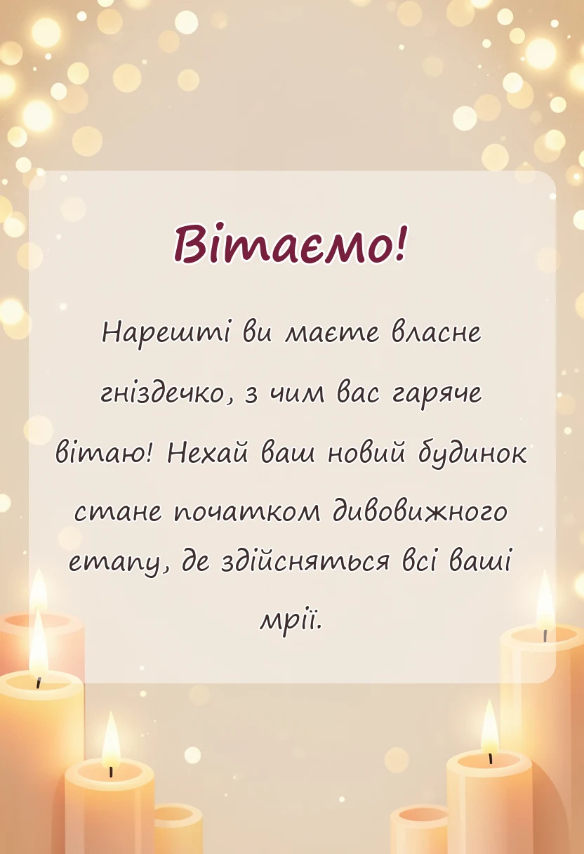 унікальна листівка - привітання з покупкою будинку