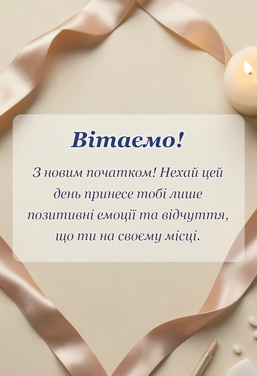 вітальна листівка - листівка з першим робочим днем українською