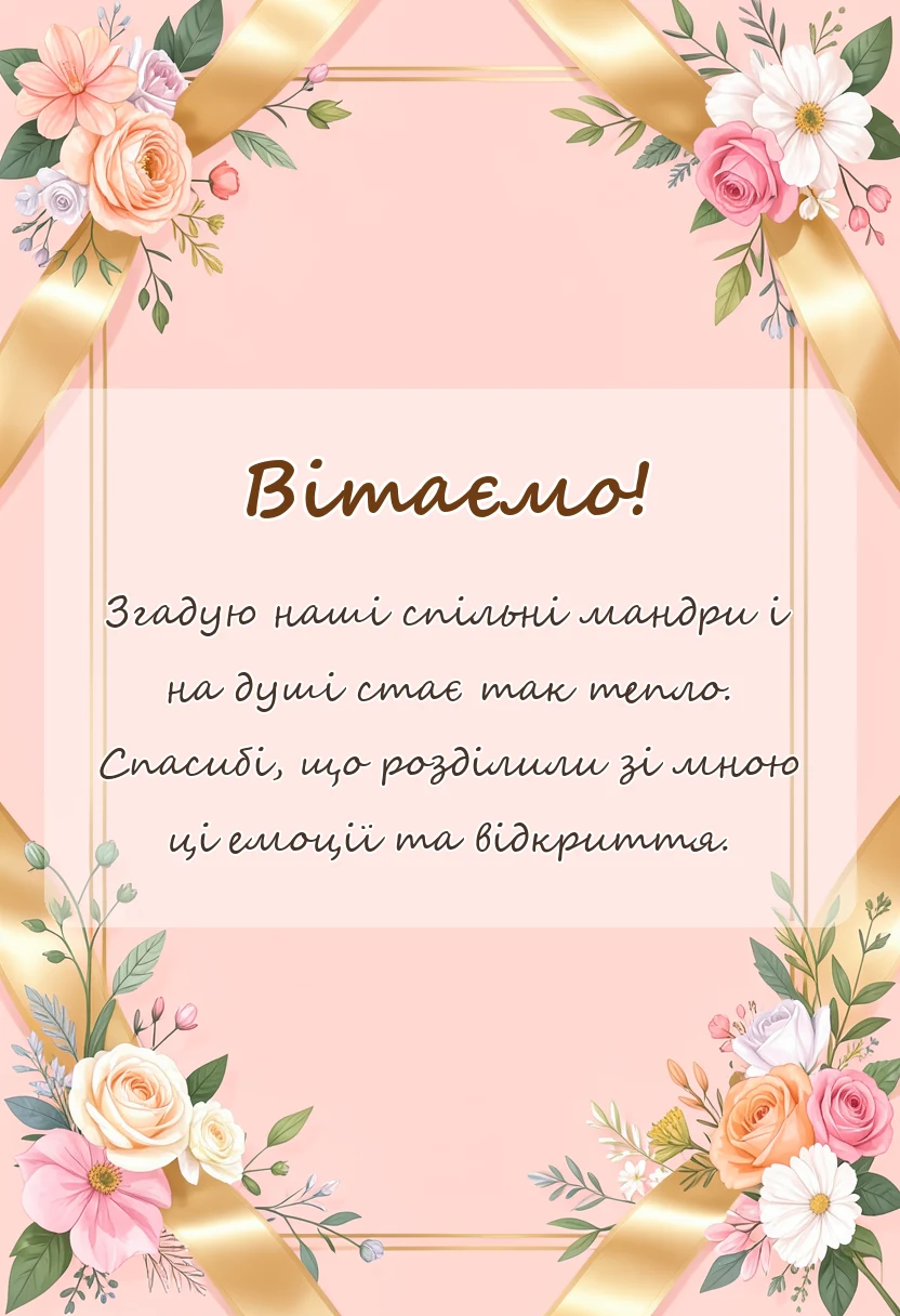 вітальна листівка - подяка за подорож своїми словами