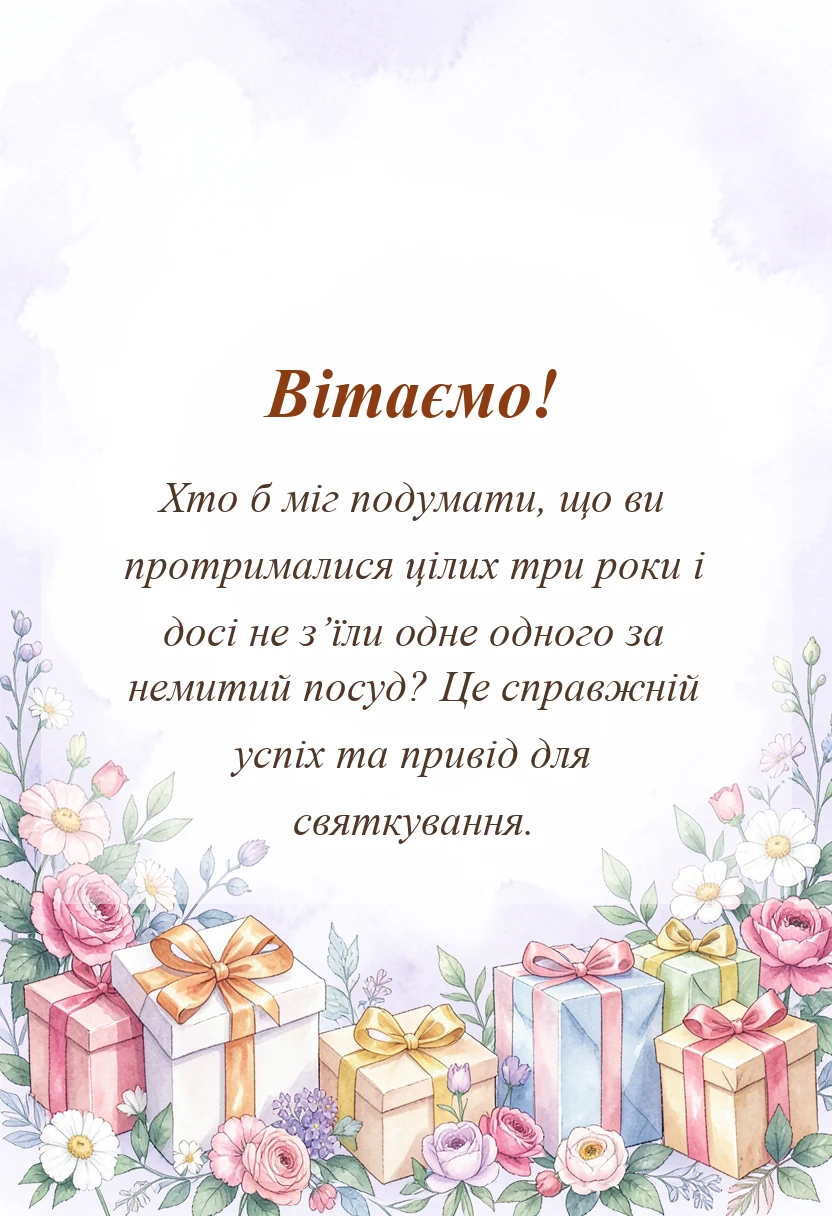 листівка з побажанням - привітання з річницею весілля 3 роки прикольні