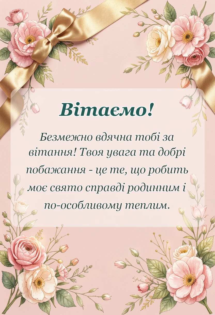 святкова картинка: подяка за привітання з днем народження